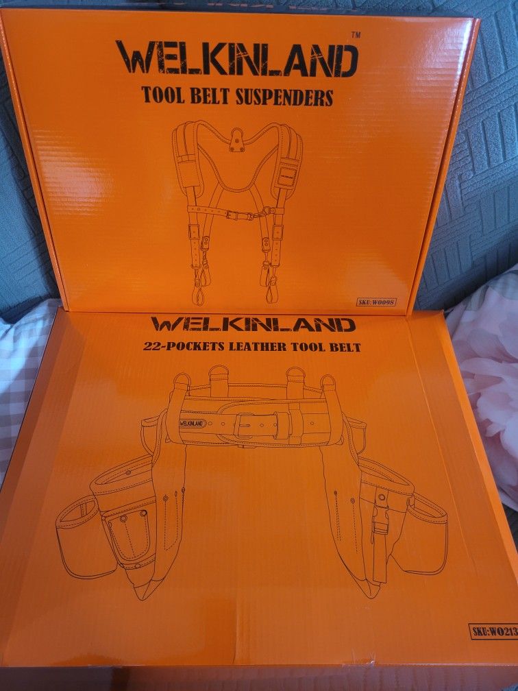 Top Grain Leather Tool Belt With Suspenders