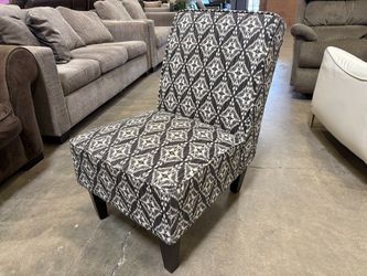 Charcoal and Cream Abstract Pattern Armless Accent Chair