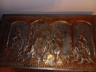 Copper and red velvet chest