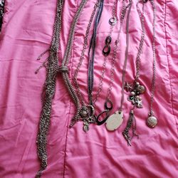 Bag Of Misc Silver Necklaces 