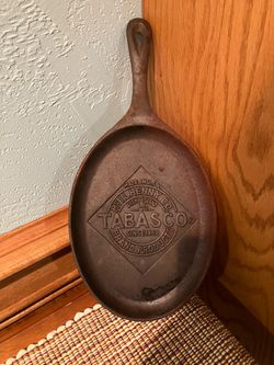 Vintage Tabasco Brand Mcllhenny Co Cast Iron Oval Fajita Advertising Frying Pan