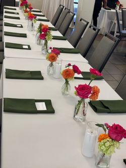 Bud vases with fresh flowers