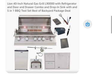 Lío 40inch natural gas grill L 9000 drawer and drop in sink with and 5 in 1 bbq tool set best of backyard package deal