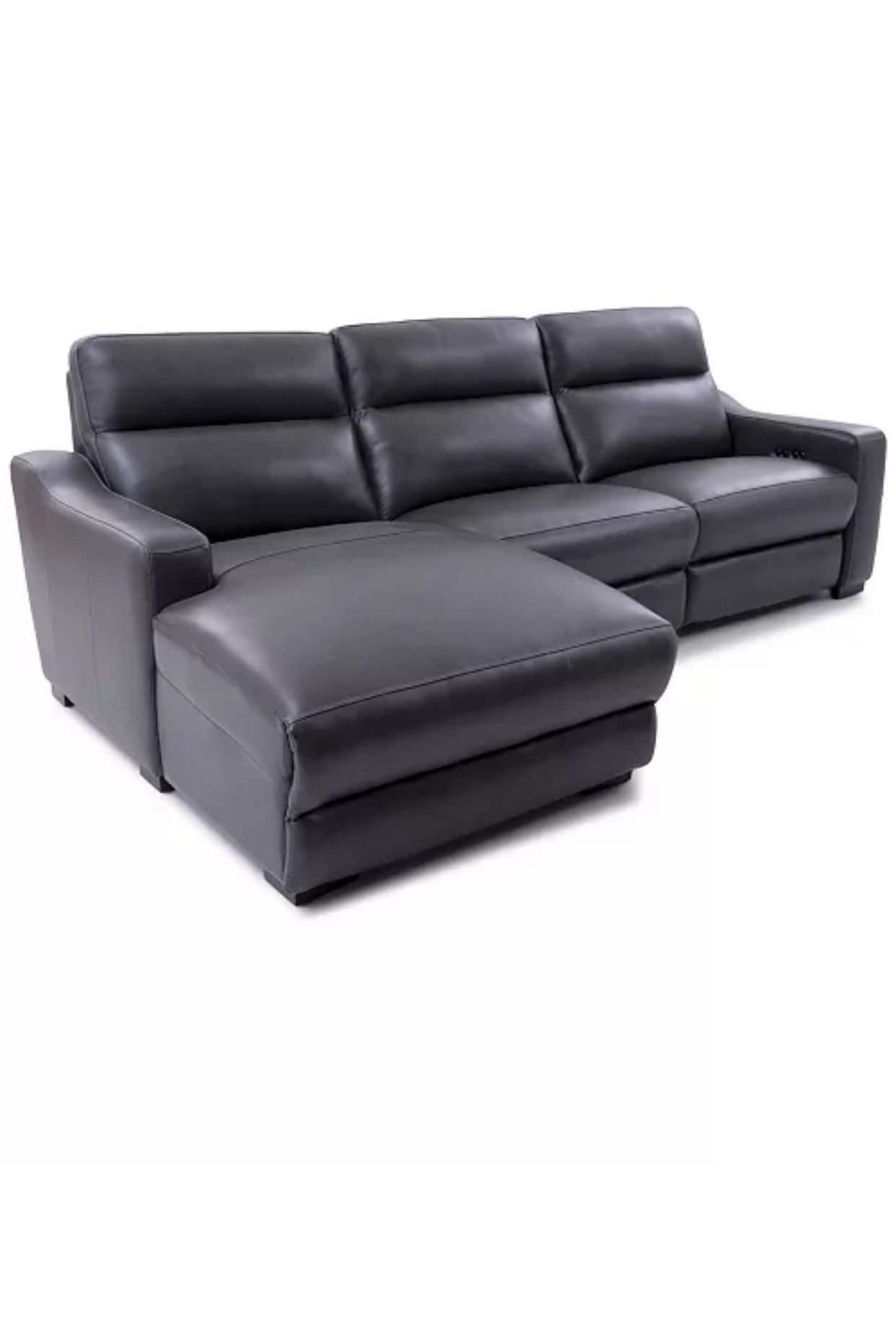 Gabrine 3-Pc. Leather Sectional with 1 Power Headrest and Chaise