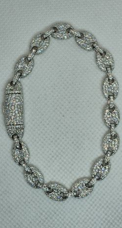 925 Sterling Silver Puff Bracelet With Genuine Moissanite 7.5 Inch And 7 Inch Available