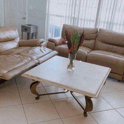 Leather Recliner Couch, 2