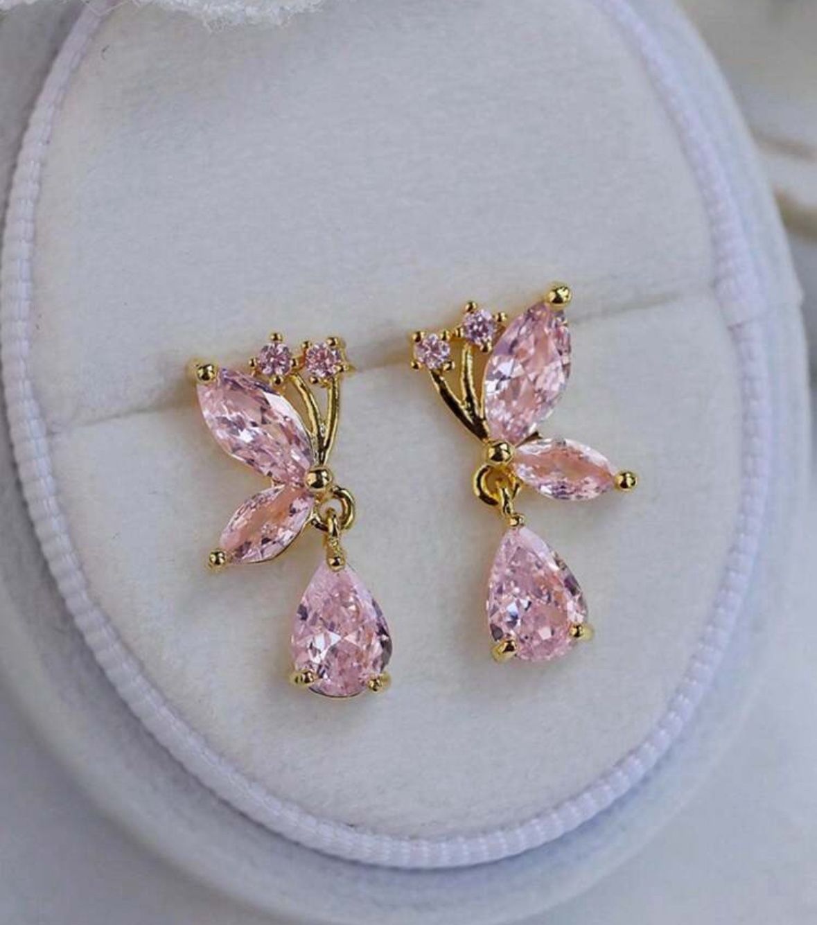 Pink Butterfly Drop Earrings