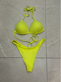 Brand New Neon Yellow Tie-Back Bikini Set