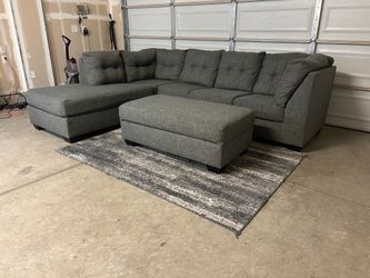 Grey 3pc Sectional with Ottoman (Delivery Available)