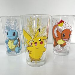 Pokemon Collectible Glassware Glass Cups Pikachu Charmander Squirtle 2015