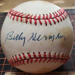 Billy Herman Signed Ball - Hall Of Fame - Brooklyn Dodger
