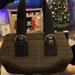 vintage coach small signature c print tote shoulder bag