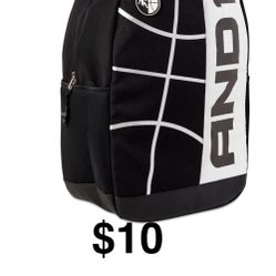 AND1 Boys' In the Paint Black White Backpack with Reflective Printing