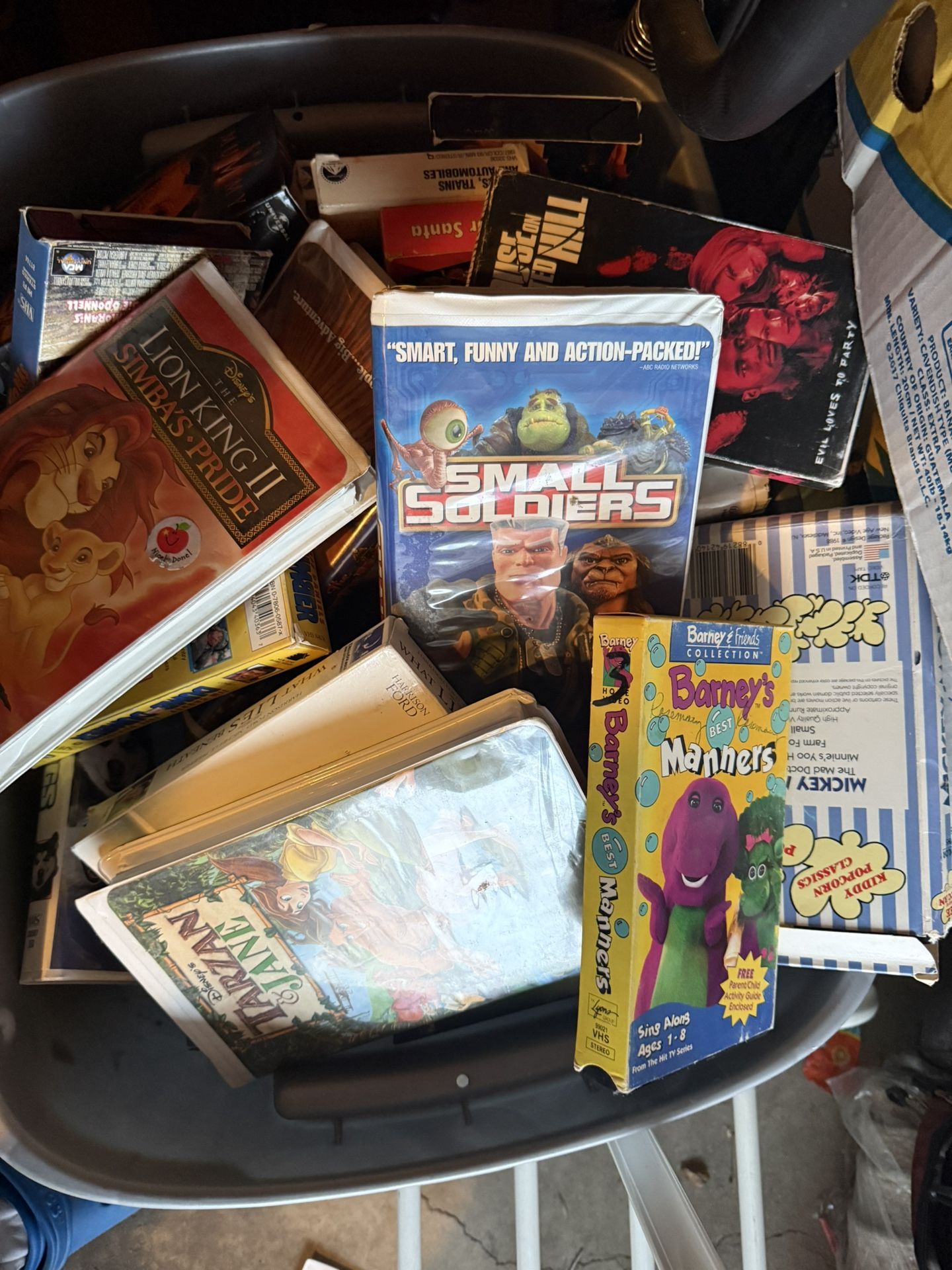 Vintage box full of VHS videos