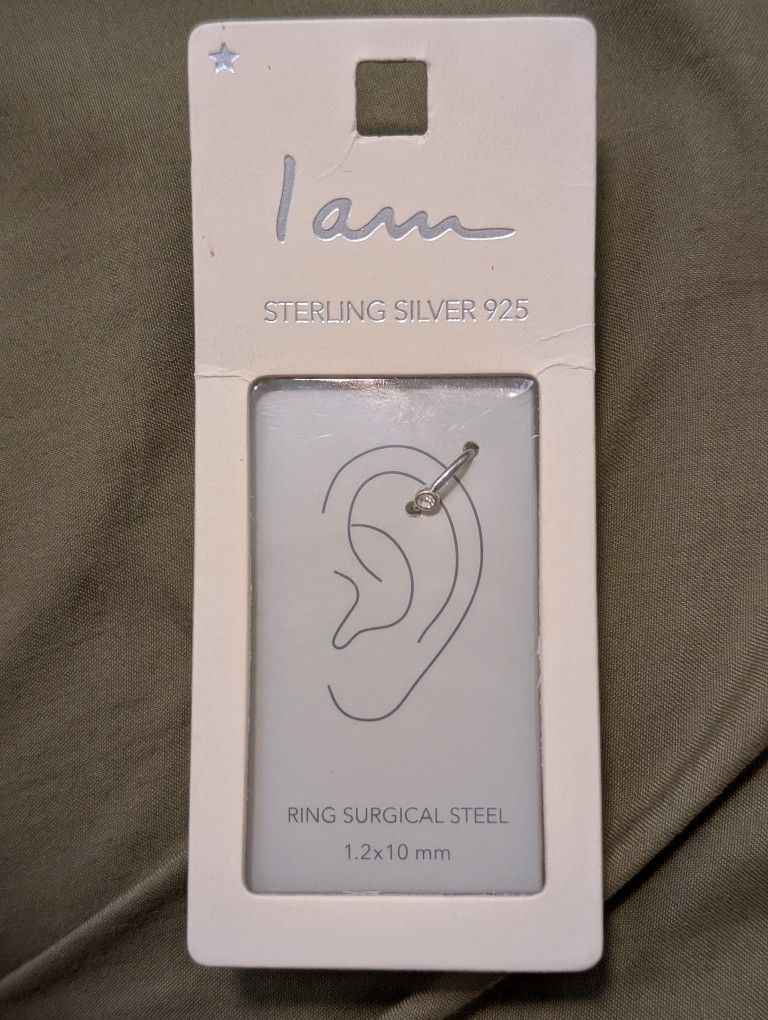 "I Am" Sterling Silver 925 Ring Surgical Steel (1.2 x 10mm)