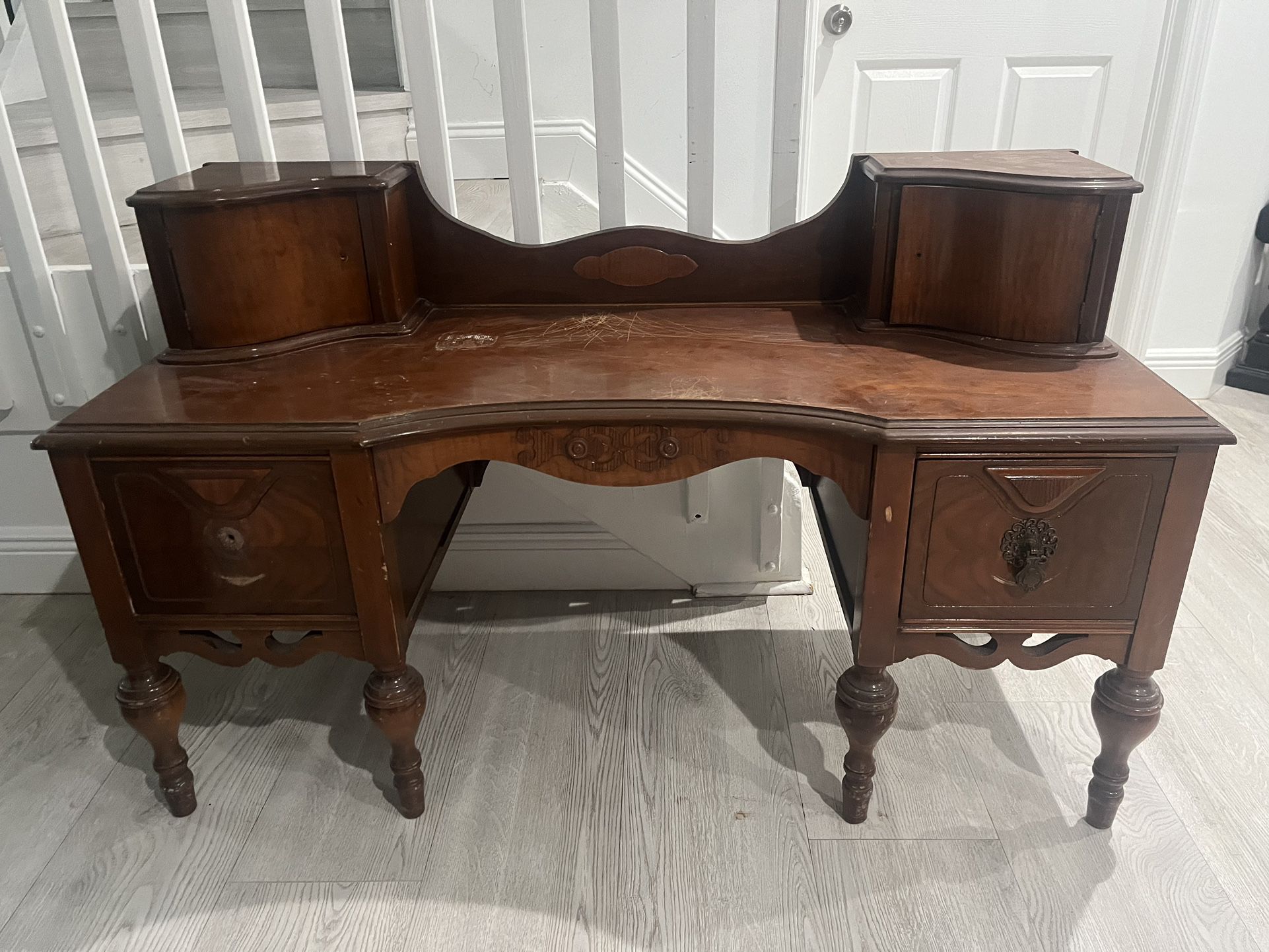 Rare Antique Wood Vanity Table 50x19x31