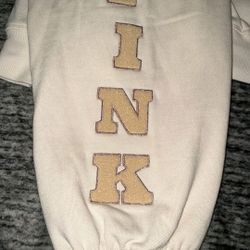 ictoria's Secret Pink Fleece Ivy Relaxed Campus Sweatpants Color Beige/Ivory New