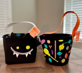 Set of 2 Halloween Felt Trick-or-Treat Pails