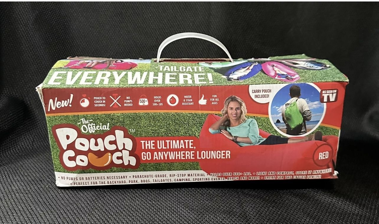 The Official "Pouch Couch" Scoop Inflating Single Couch - Red - NEW - Open Box