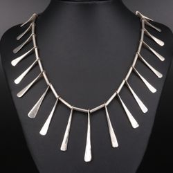 Vintage Mexican Sterling Silver Fringe Estate Necklace 