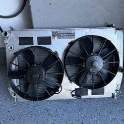 Dewitt's high performance radiator with oil cooler built in and fans and shroud