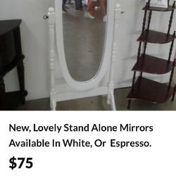 REDUCED FOR QUICK SALE. NEW Stand Alone Mirror. $35.  Originally $75 While Supply Lasts.