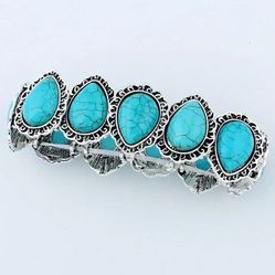 🔥😍  SILVER PLATED REAL TURQUOISE BRACELET  