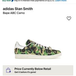 Adidas Bape Stan Smith Men’s 9.5