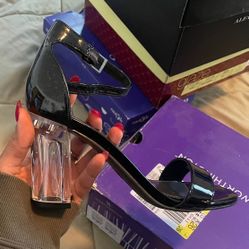Black Shoes With Clear Block Heel