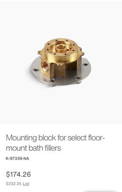 Kohler Mounting block for select floor-mount bath fillers