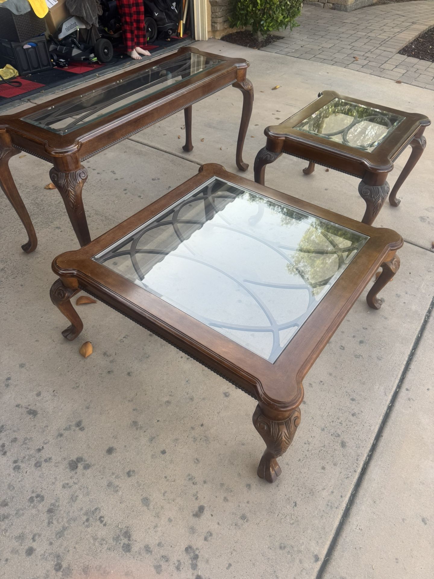 3 Wood Glass Tables