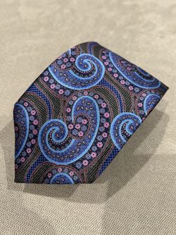 Luxury Zegna Silk Blue Pattern Tie