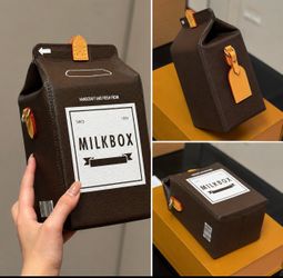 Milk Carton Crossbody Bag – Brown Leather Style Novelty Purse