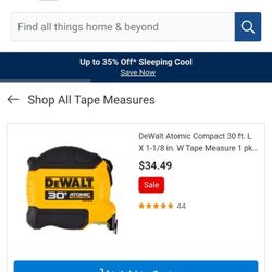 DeWalt Atomic Compact 30 ft. L X 1-1/8 in. W Tape Measure 1 pk - 30 ft.