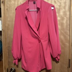 Hot Pink Romper Dress Suit Business Attire Size Medium Women’s