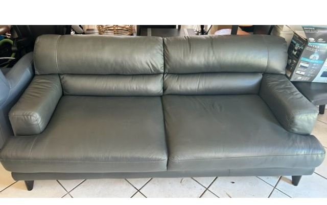 NATUZZI Gray LEATHER SOFA
