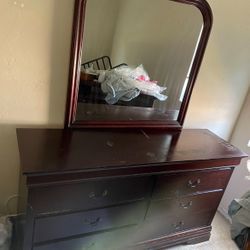 Dresser Mirror Solid Dark Wood 62” Wx34” Tx18”D