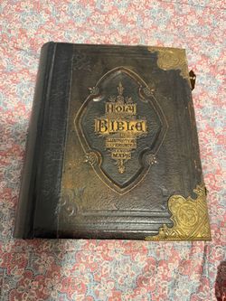 Antique Holy Bible with Brass Corner Clasps