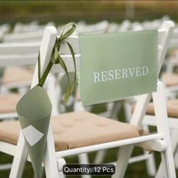 12 sage green "reserved" chair sign
