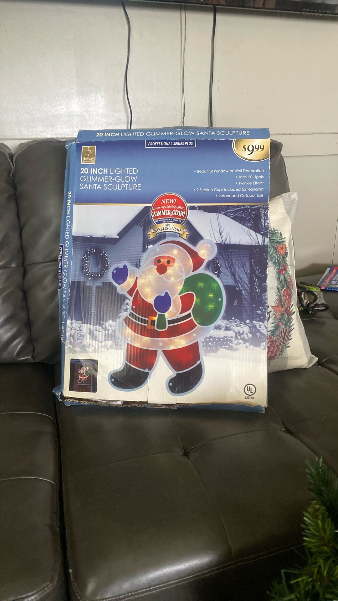 20 Inch Lighted Santa Sculpture