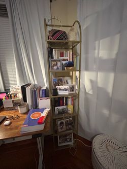 Tall Gold Metal Ladder Bookshelf
