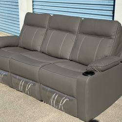 Brand New Gray Reclining Couch And Loveseat Sofa Set