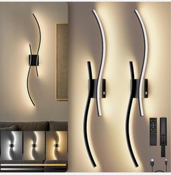 Modern LED Curved Wall Sconce Set of 2