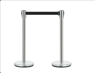 *NEW in the box* Chrome Crowd Control Barriers Stanchions with Retractable Belts