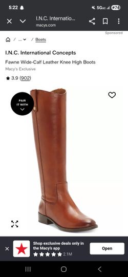 I.N.C. International Concepts
Fawne Wide-Calf Leather Knee High Boots