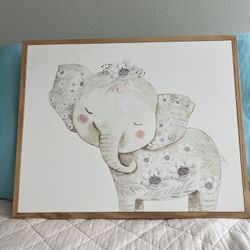 Baby Girl Nursery Decor Wall Art Elephant 