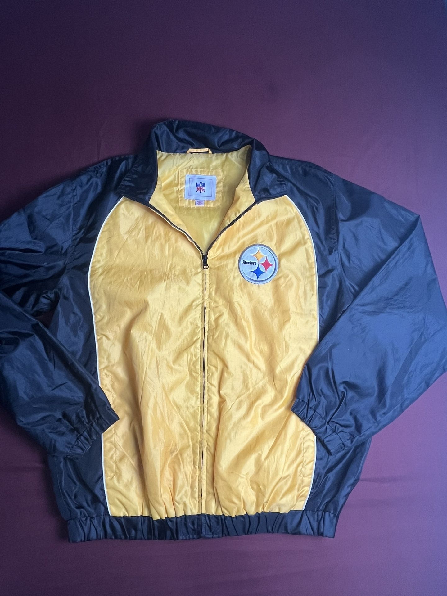 Pittsburgh Steelers black & yellow Jacket Men's (L) Windbreaker Pullover