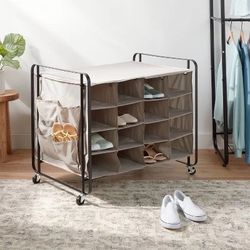 4 Tier Rolling Cubby Shoe Rack Gray – Brightroom™