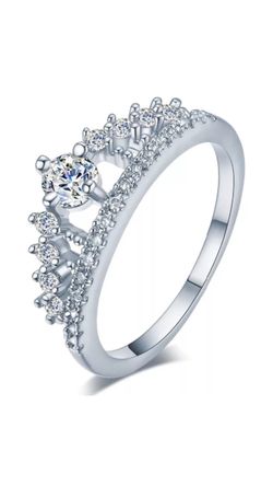 Silver Women Princess Crown Ring
