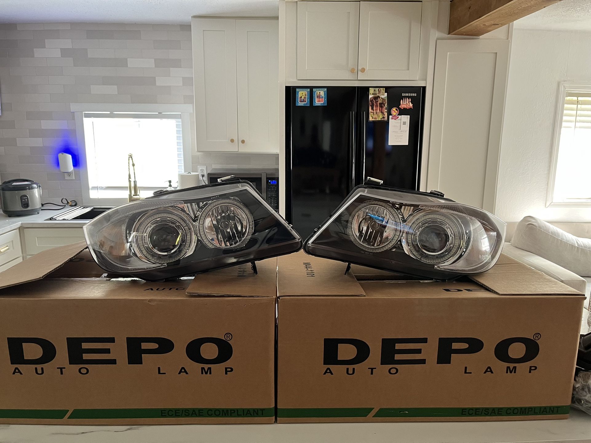BMW E90 Halogen LED Angel Halo Headlights